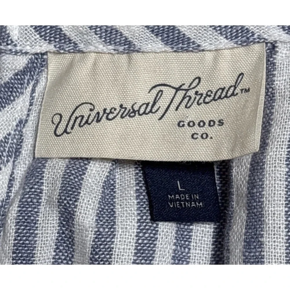 Universal Thread Linen Dress Women's Size Large Blue Hickory Stripe Faux Jumper